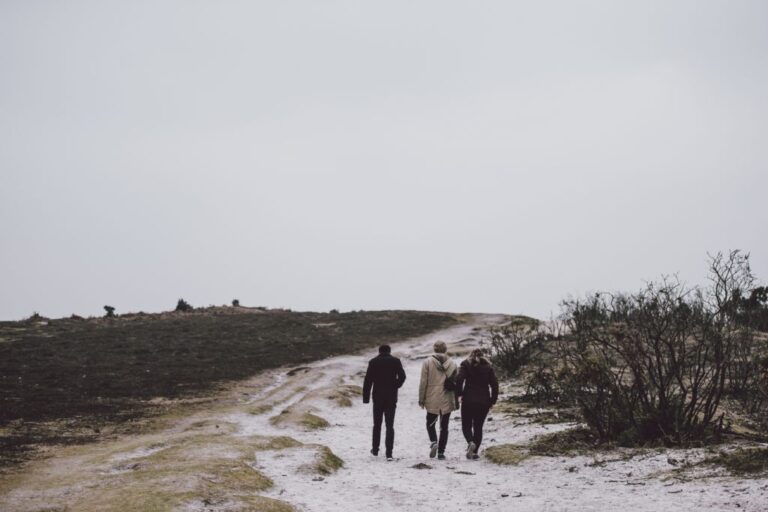 3 people walking