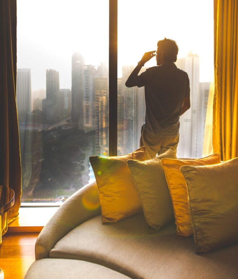 looking out window