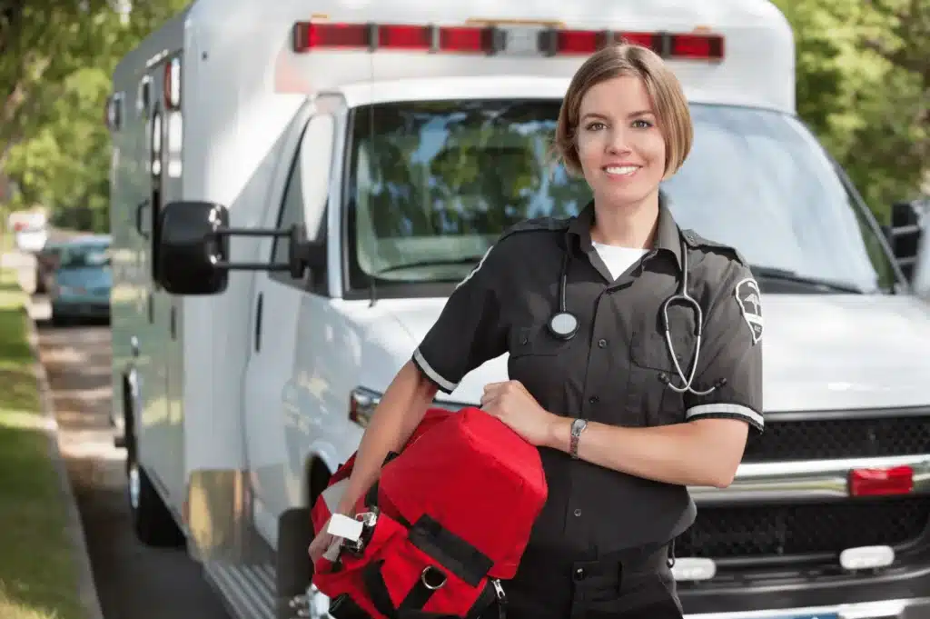 Paramedic ready to respond to opioid overdose emergency