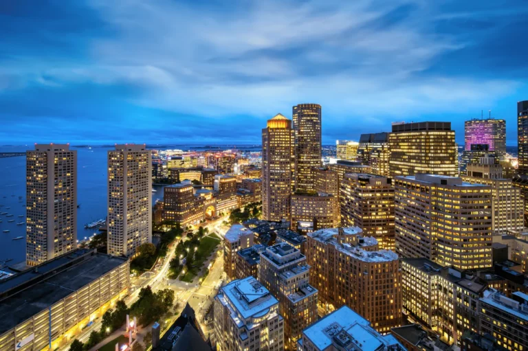 Greater Boston skyline at dusk, illustrating HCRC weekend opioid treatment access